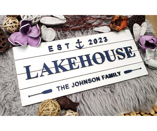 Custom Wood Sign for Lake House Décor and Cottage | Personalized Lakehouse and Cabin Sign