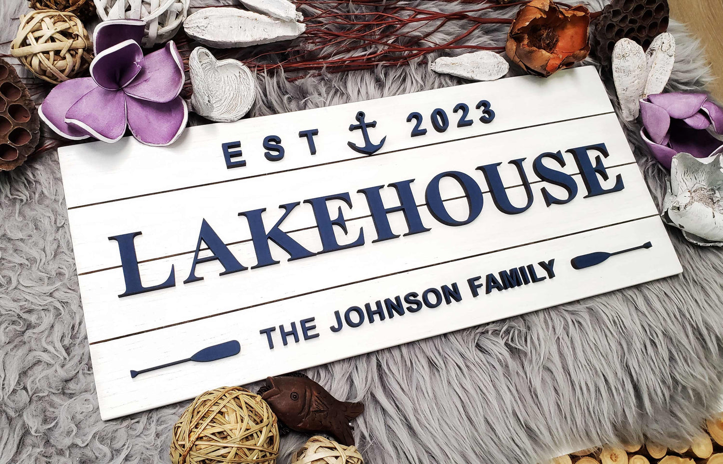 Custom Wood Sign for Lake House Décor and Cottage | Personalized Lakehouse and Cabin Sign