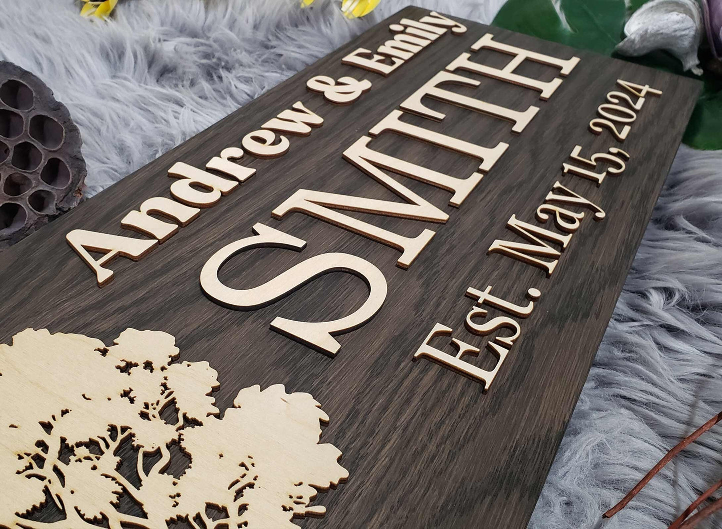 Rustic Personalized Last Name Farmhouse Sign | Wedding Gift for Couple | Unique Anniversary or Christmas Decor