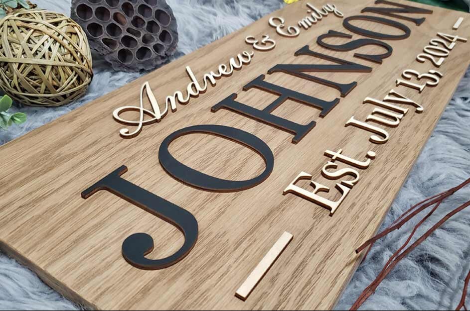 Rustic Personalized Last Name Farmhouse Sign | Wedding Gift for Couple | Unique Anniversary or Christmas Decor