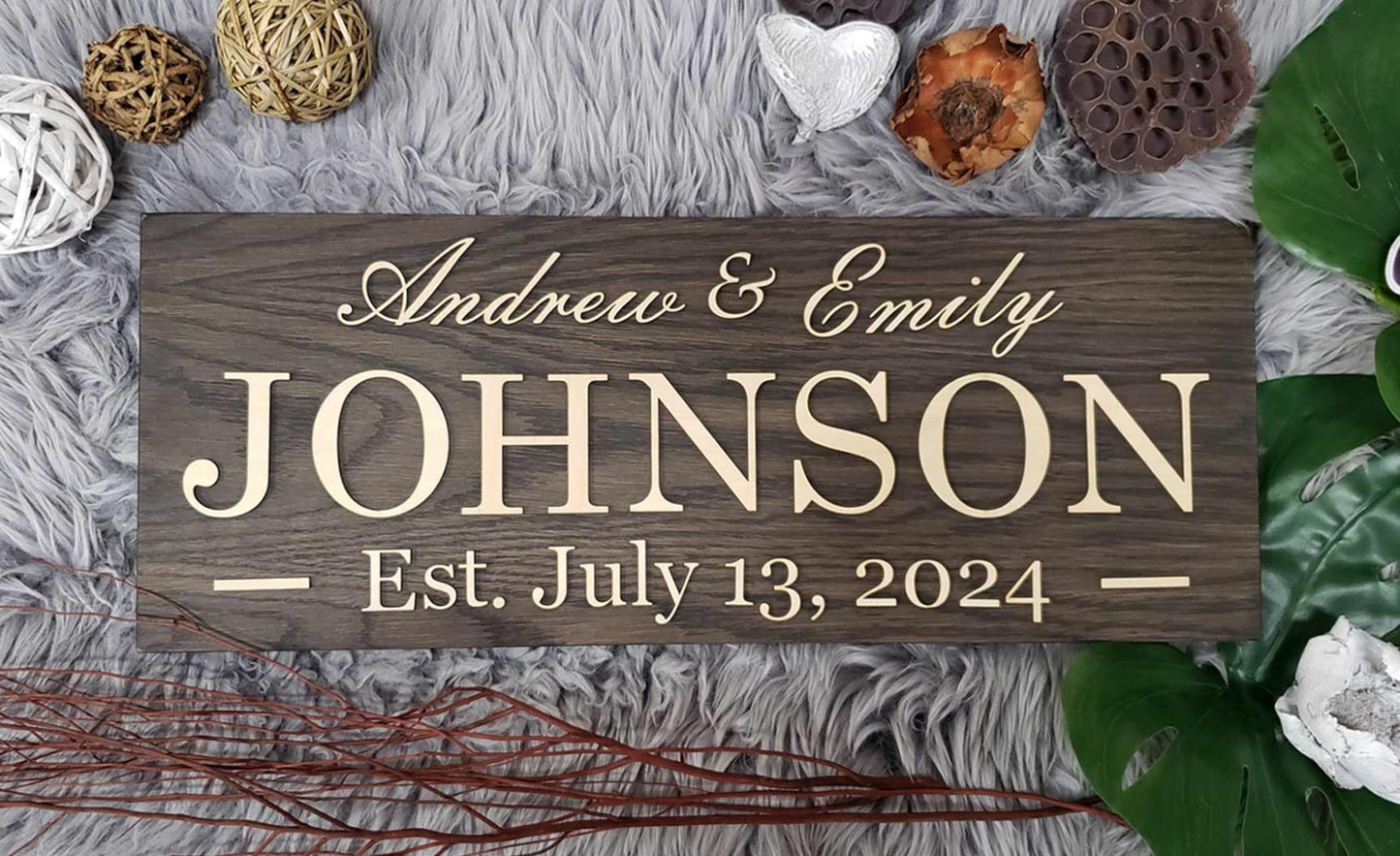 Rustic Personalized Last Name Farmhouse Sign | Wedding Gift for Couple | Unique Anniversary or Christmas Decor