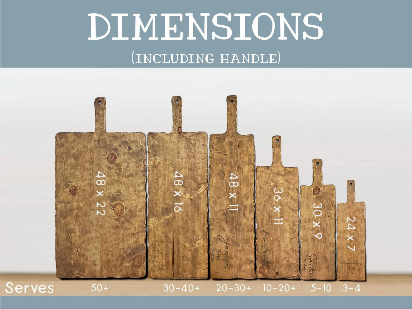 Extra Large Rustic Personalized Charcuterie Boards | Handcrafted Farmhouse Decor | Wedding Gift