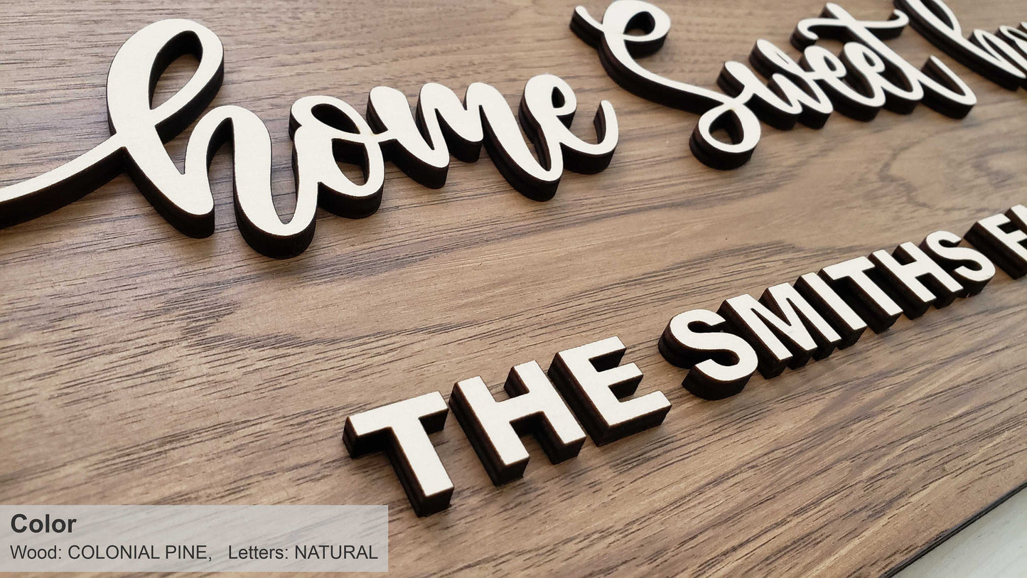 Personalized Farmhouse Wooden Sign | Last Name Sign | Wedding, Anniversary, or Christmas Gift | Home Sweet Home Sign
