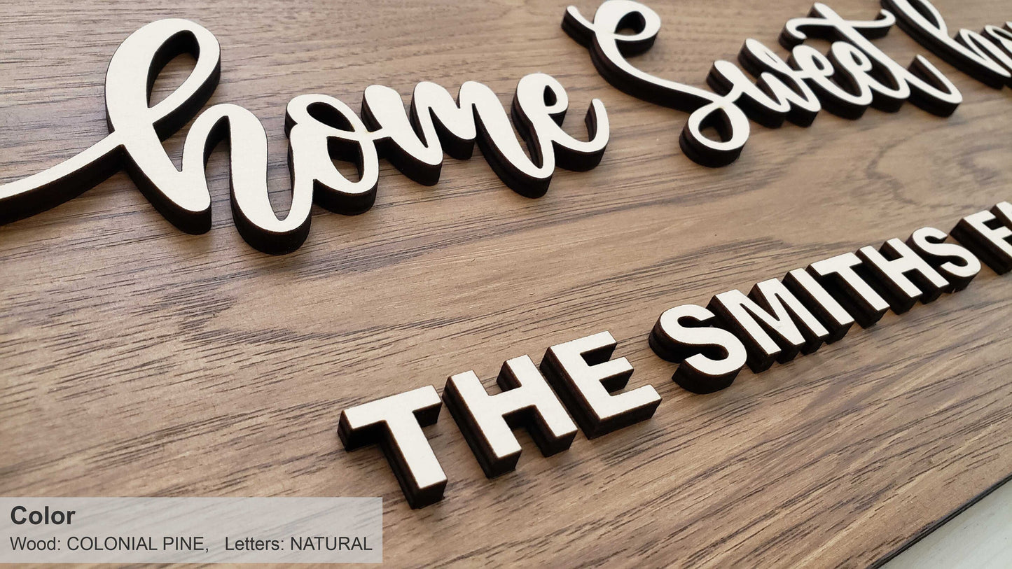 Personalized Farmhouse Wooden Sign | Last Name Sign | Wedding, Anniversary, or Christmas Gift | Home Sweet Home Sign