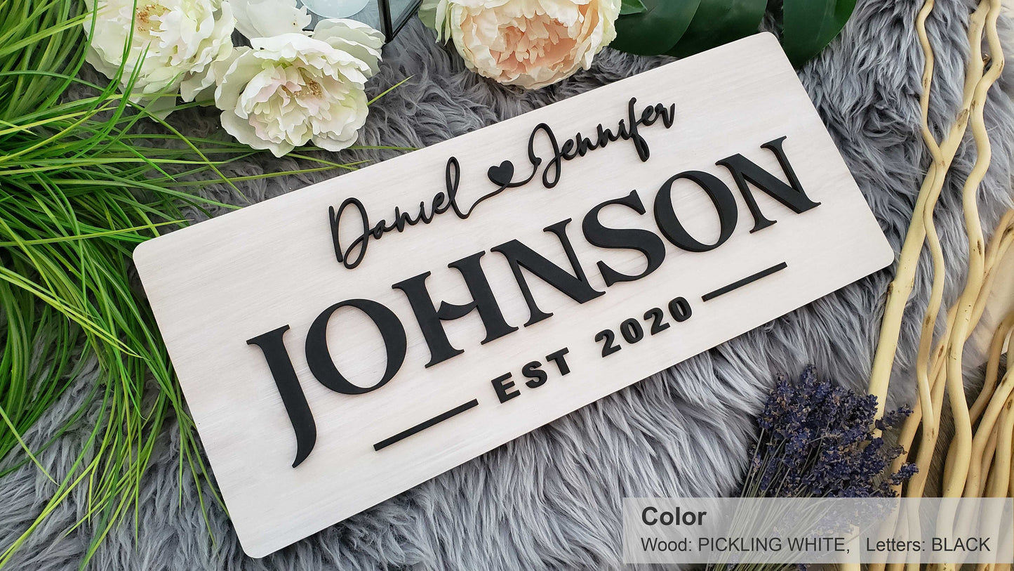 Personalized Farmhouse Wooden Sign | Last Name Sign | Wedding, Anniversary, or Christmas Gift | Rustic Home Decor