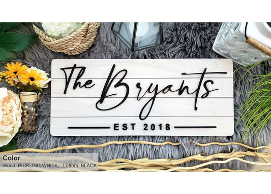 Personalized Farmhouse Wooden Sign | Last Name Sign | Wedding, Anniversary, or Christmas Gift | Rustic Home Decor