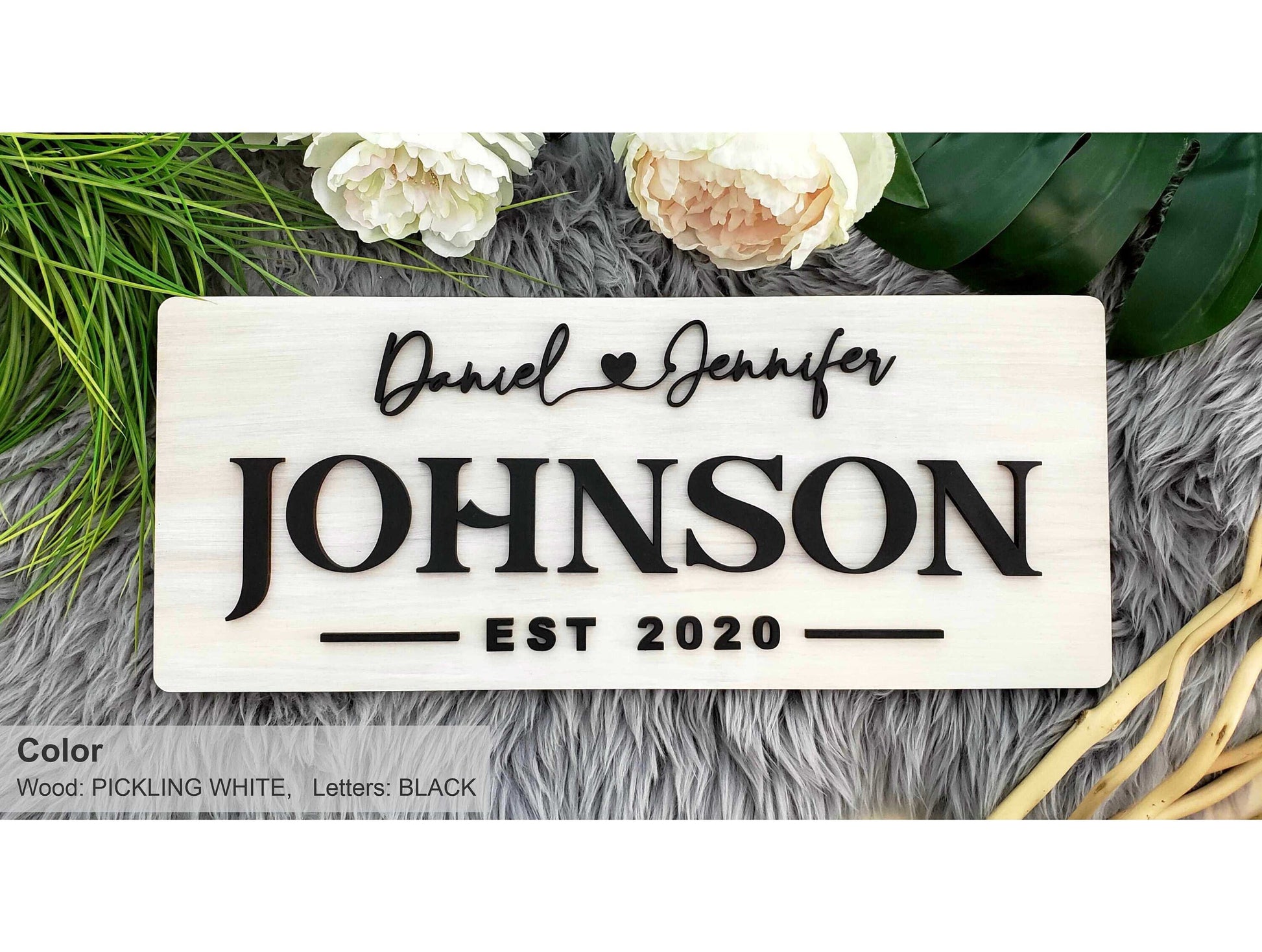Personalized Farmhouse Wooden Sign | Last Name Sign | Wedding, Anniversary, or Christmas Gift | Rustic Home Decor