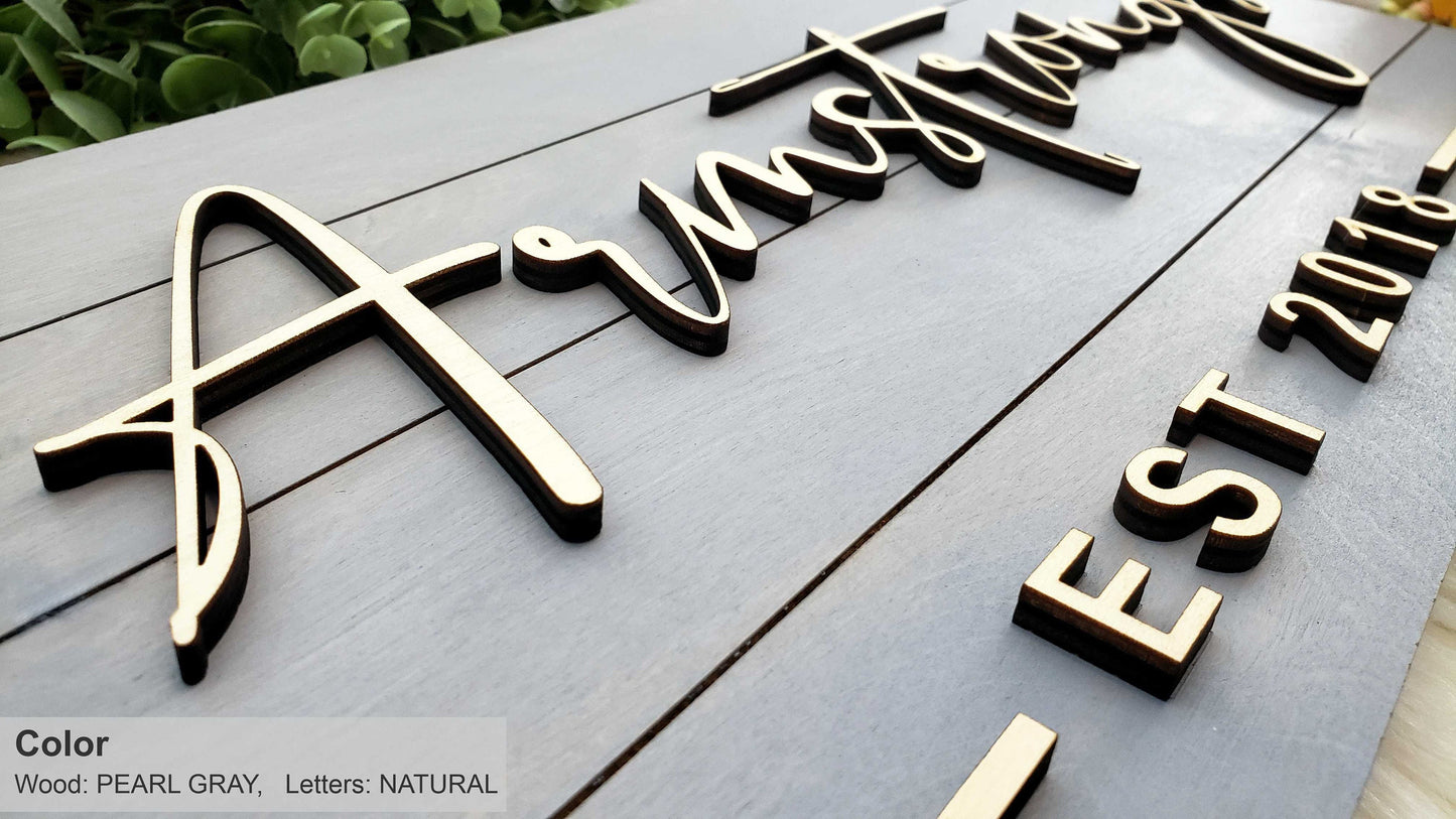 Personalized Farmhouse Wooden Sign | Last Name Sign | Wedding, Anniversary, or Christmas Gift | Rustic Home Decor