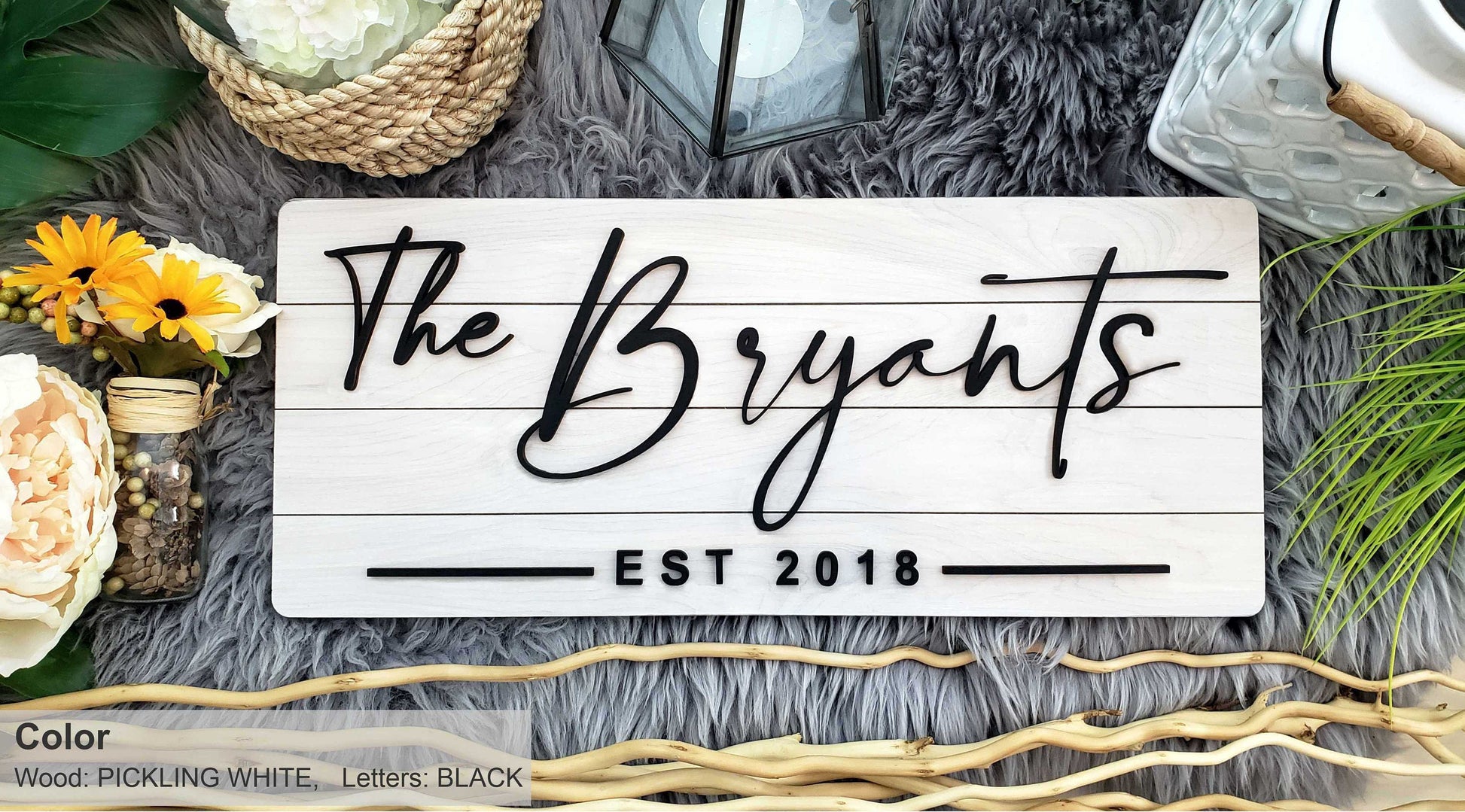 Personalized Farmhouse Wooden Sign | Last Name Sign | Wedding, Anniversary, or Christmas Gift | Rustic Home Decor