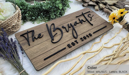 Personalized Farmhouse Wooden Sign | Last Name Sign | Wedding, Anniversary, or Christmas Gift | Rustic Home Decor