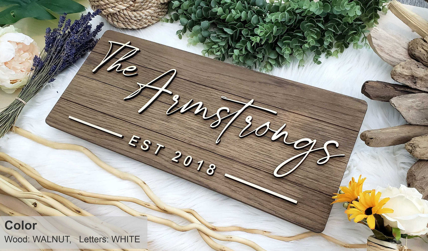 Personalized Farmhouse Wooden Sign | Last Name Sign | Wedding, Anniversary, or Christmas Gift | Rustic Home Decor