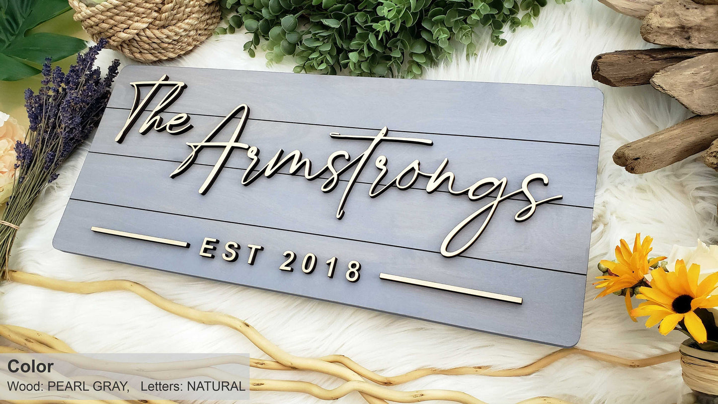 Personalized Farmhouse Wooden Sign | Last Name Sign | Wedding, Anniversary, or Christmas Gift | Rustic Home Decor
