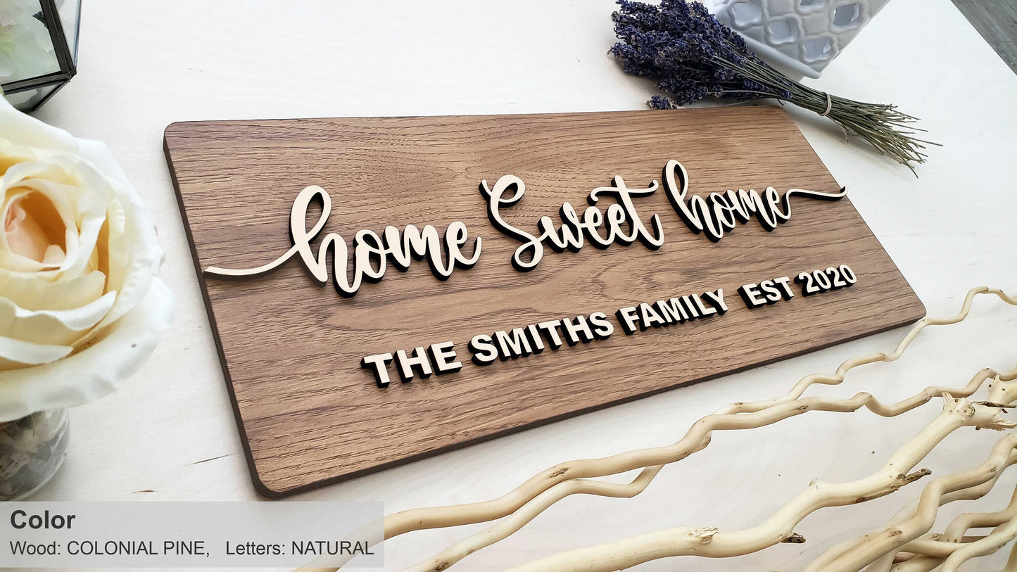 Personalized Farmhouse Wooden Sign | Last Name Sign | Wedding, Anniversary, or Christmas Gift | Home Sweet Home Sign