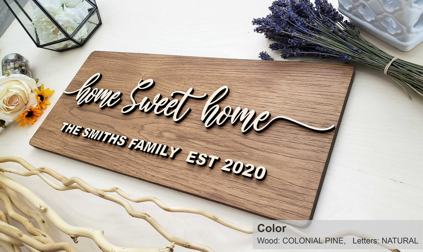 Personalized Farmhouse Wooden Sign | Last Name Sign | Wedding, Anniversary, or Christmas Gift | Home Sweet Home Sign