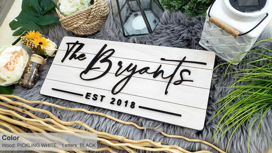 Personalized Farmhouse Wooden Sign | Last Name Sign | Wedding, Anniversary, or Christmas Gift | Rustic Home Decor