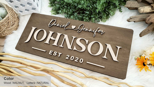 Personalized Farmhouse Wooden Sign | Last Name Sign | Wedding, Anniversary, or Christmas Gift | Rustic Home Decor