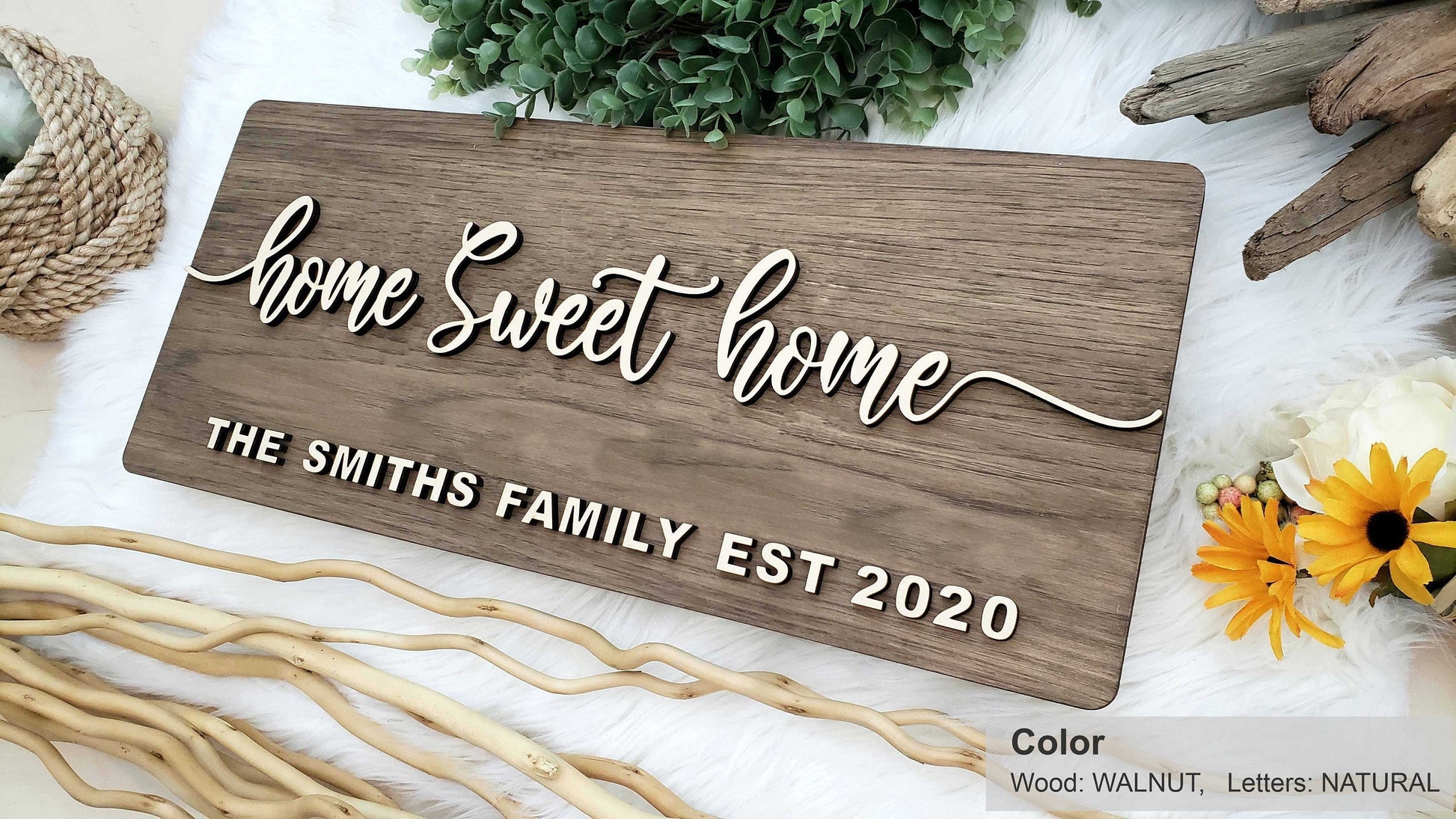 Personalized Farmhouse Wooden Sign | Last Name Sign | Wedding, Anniversary, or Christmas Gift | Home Sweet Home Sign