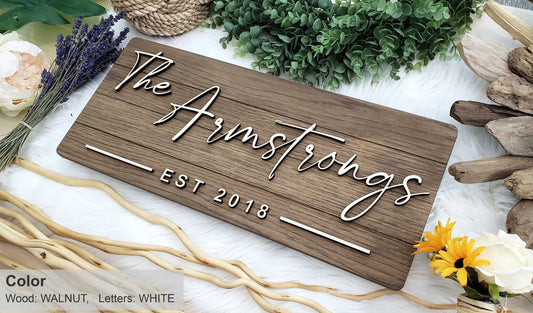 Personalized Farmhouse Wooden Sign | Last Name Sign | Wedding, Anniversary, or Christmas Gift | Rustic Home Decor