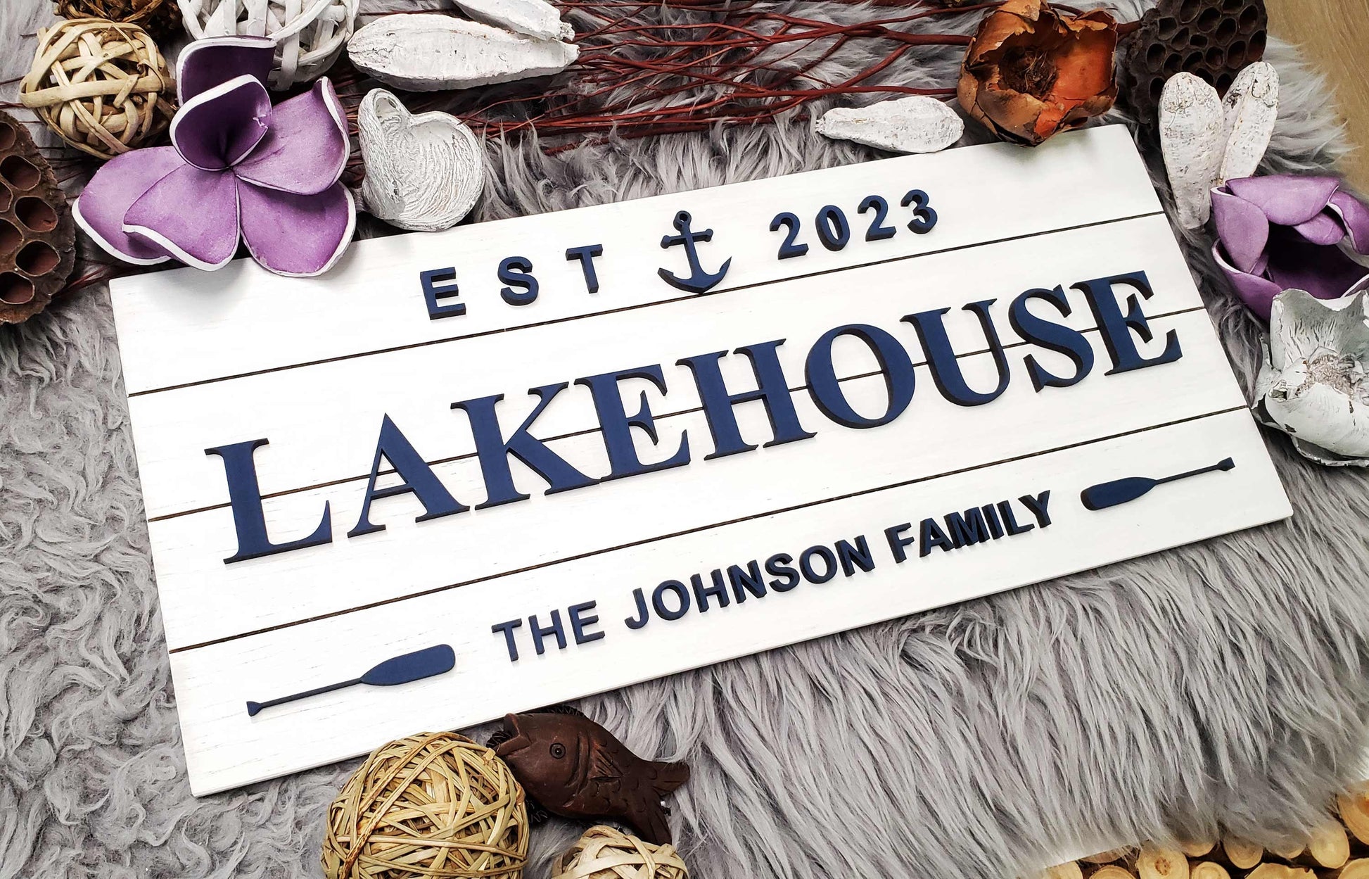Custom Wood Sign for Lake House Décor and Cottage | Personalized Lakehouse and Cabin Sign