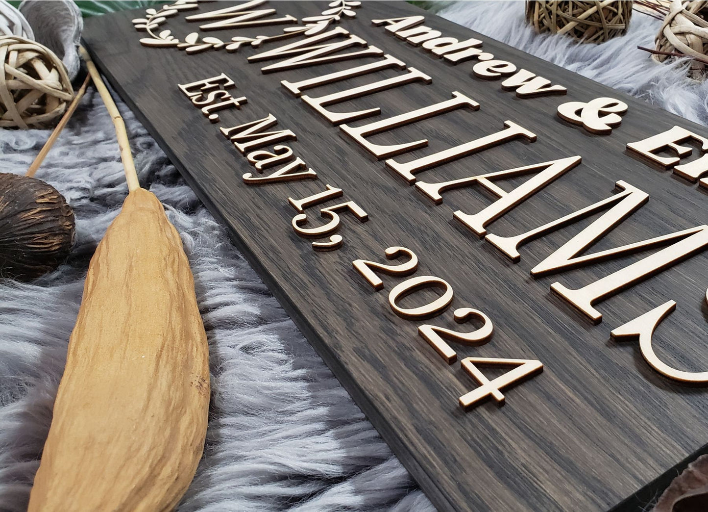 Rustic Personalized Last Name Farmhouse Sign | Wedding Gift for Couple | Unique Anniversary or Christmas Decor