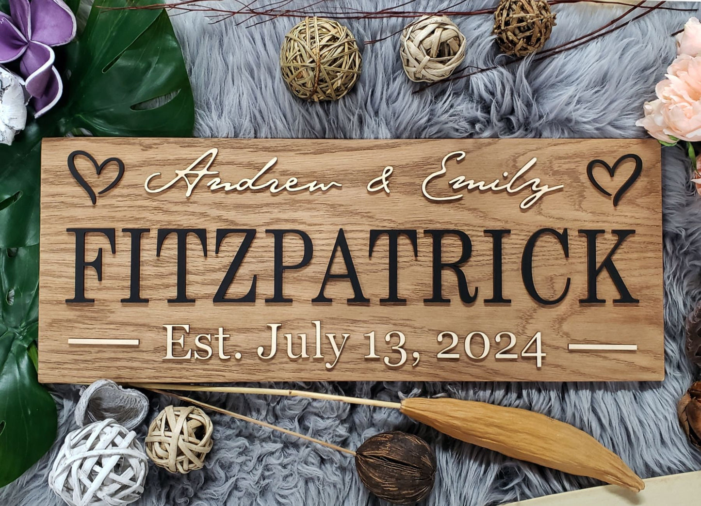 Rustic Personalized Last Name Farmhouse Sign | Wedding Gift for Couple | Unique Anniversary or Christmas Decor