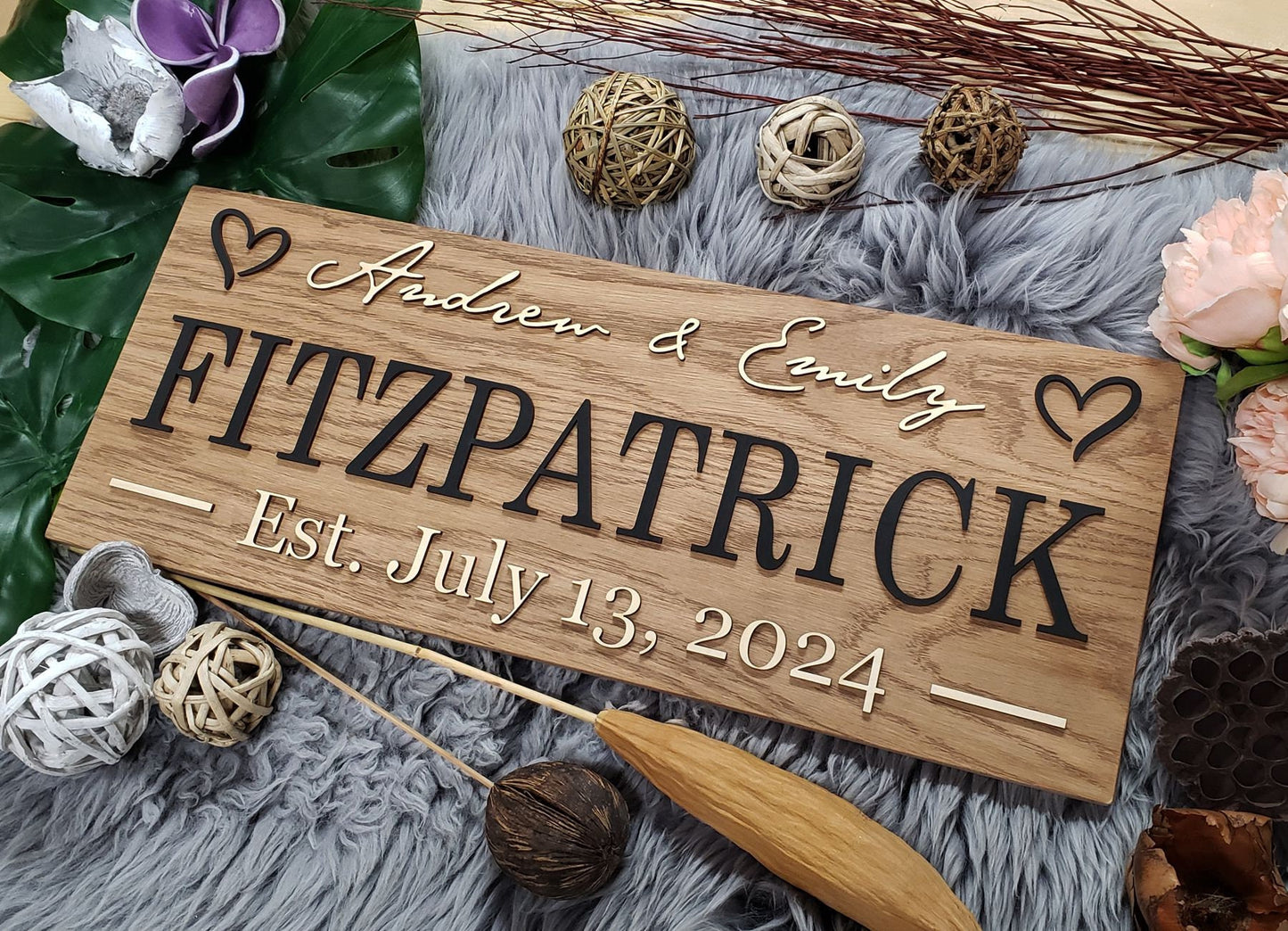 Rustic Personalized Last Name Farmhouse Sign | Wedding Gift for Couple | Unique Anniversary or Christmas Decor