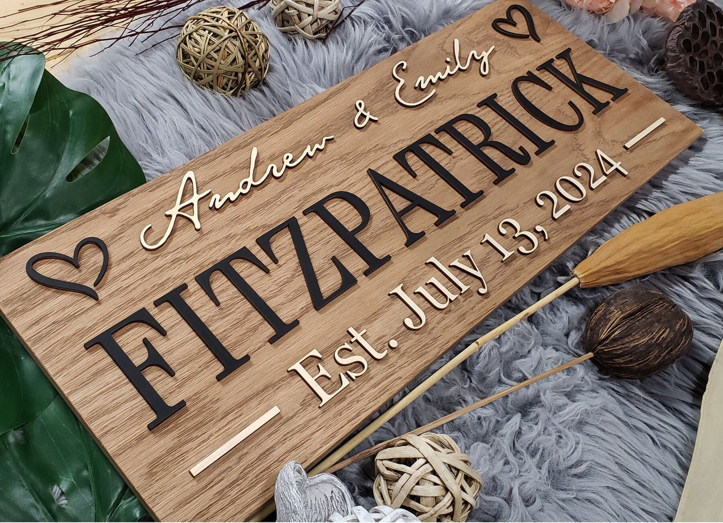 Rustic Personalized Last Name Farmhouse Sign | Wedding Gift for Couple | Unique Anniversary or Christmas Decor