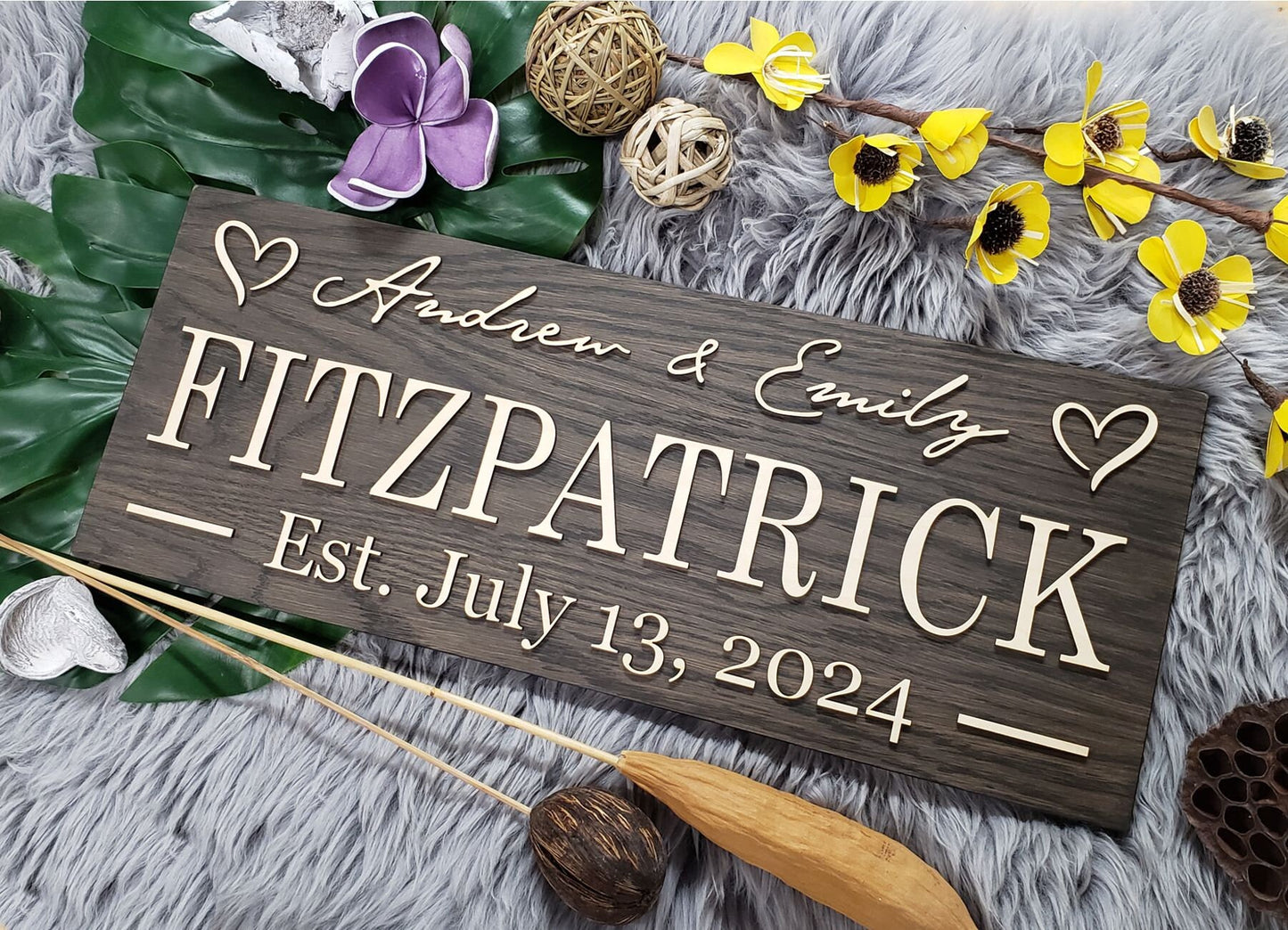 Rustic Personalized Last Name Farmhouse Sign | Wedding Gift for Couple | Unique Anniversary or Christmas Decor