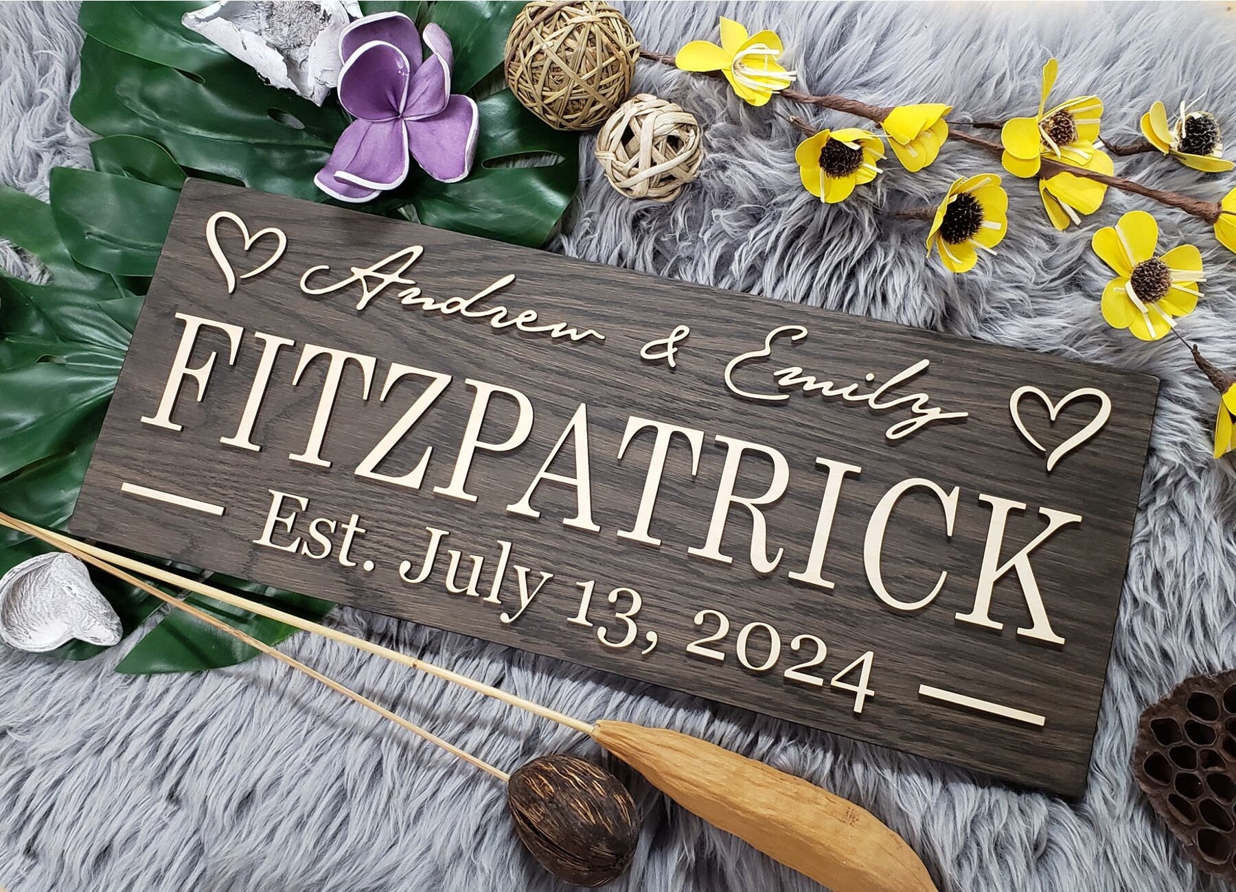 Rustic Personalized Last Name Farmhouse Sign | Wedding Gift for Couple | Unique Anniversary or Christmas Decor