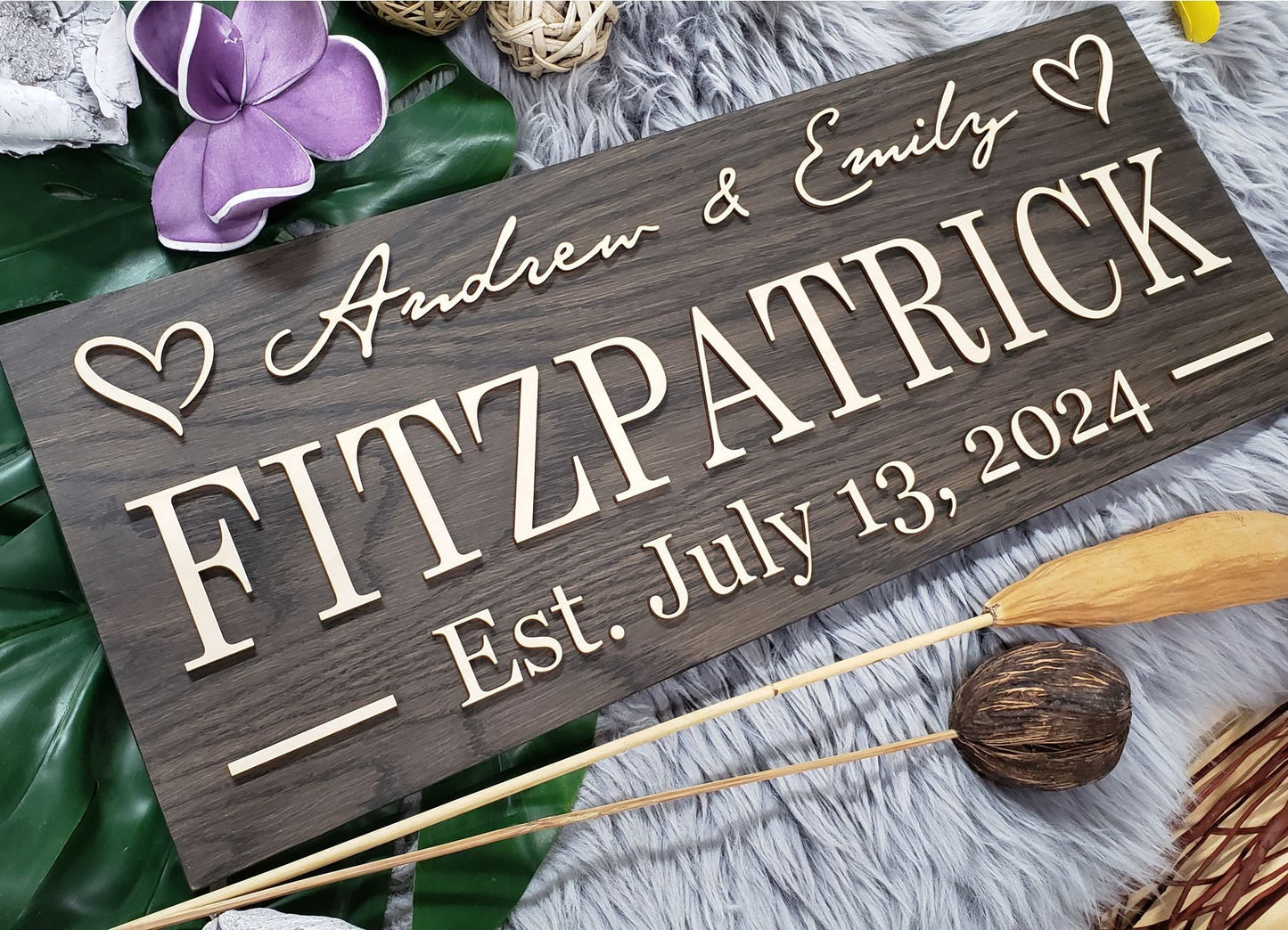 Rustic Personalized Last Name Farmhouse Sign | Wedding Gift for Couple | Unique Anniversary or Christmas Decor