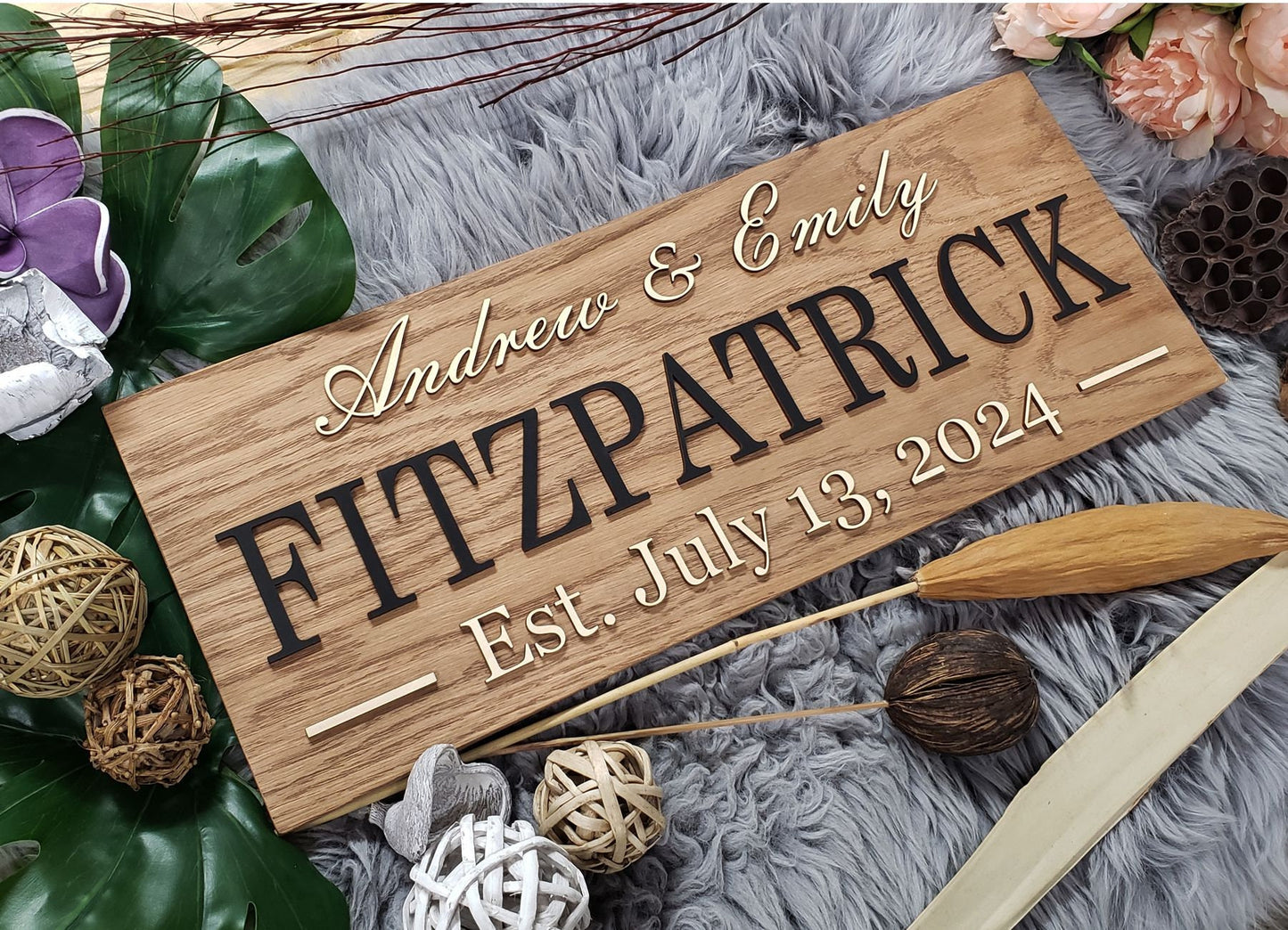 Rustic Personalized Last Name Farmhouse Sign | Wedding Gift for Couple | Unique Anniversary or Christmas Decor