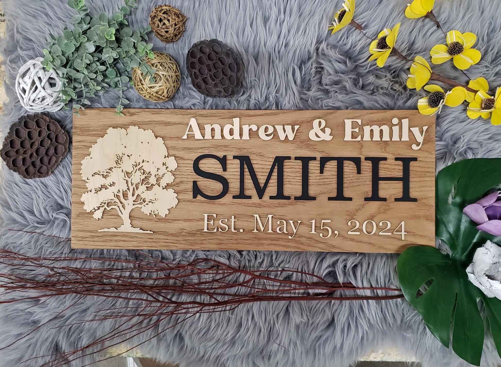Rustic Personalized Last Name Farmhouse Sign | Wedding Gift for Couple | Unique Anniversary or Christmas Decor