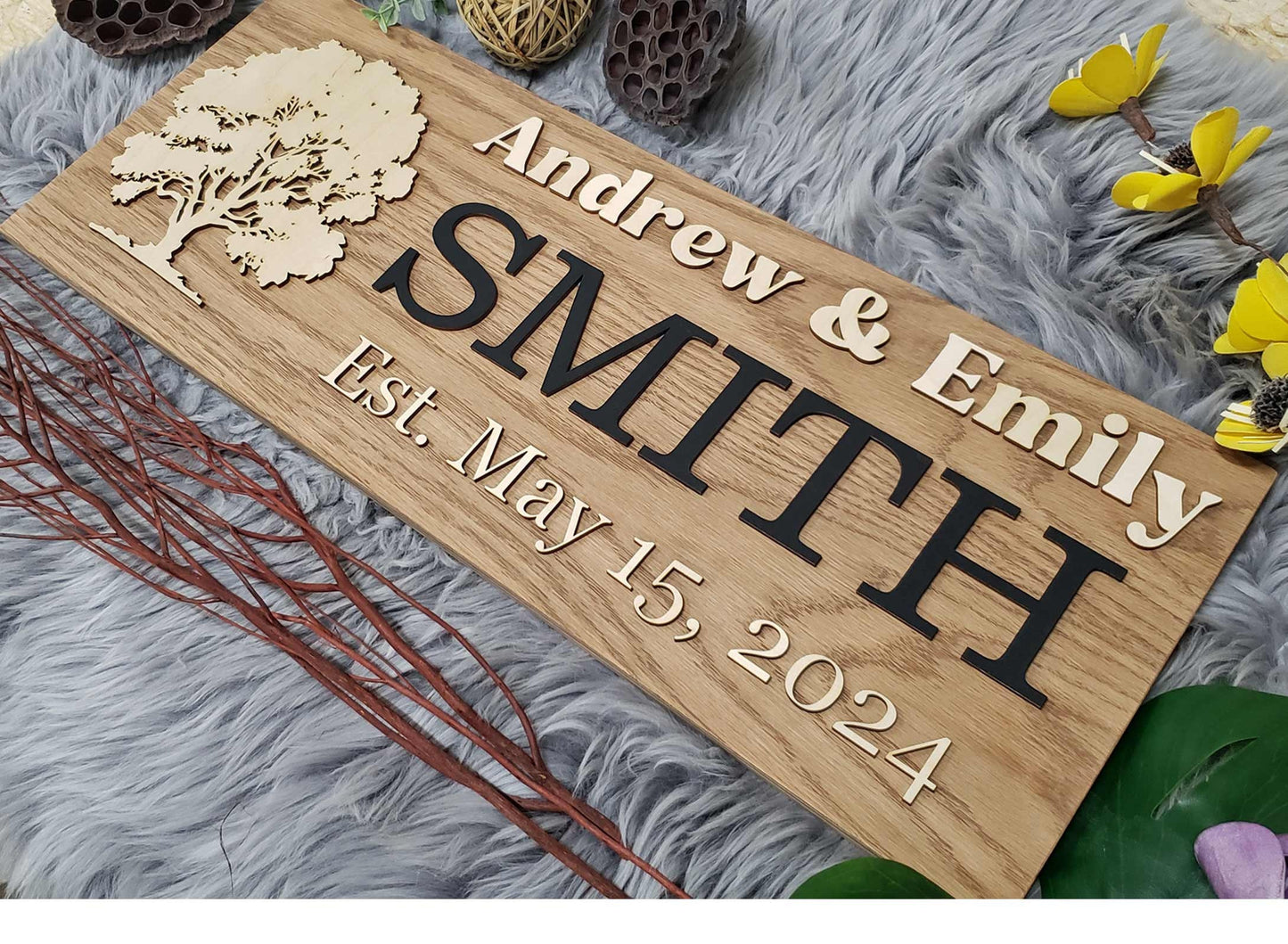 Rustic Personalized Last Name Farmhouse Sign | Wedding Gift for Couple | Unique Anniversary or Christmas Decor