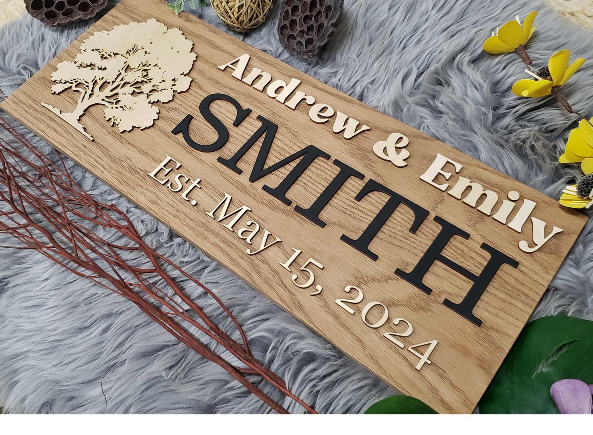 Rustic Personalized Last Name Farmhouse Sign | Wedding Gift for Couple | Unique Anniversary or Christmas Decor