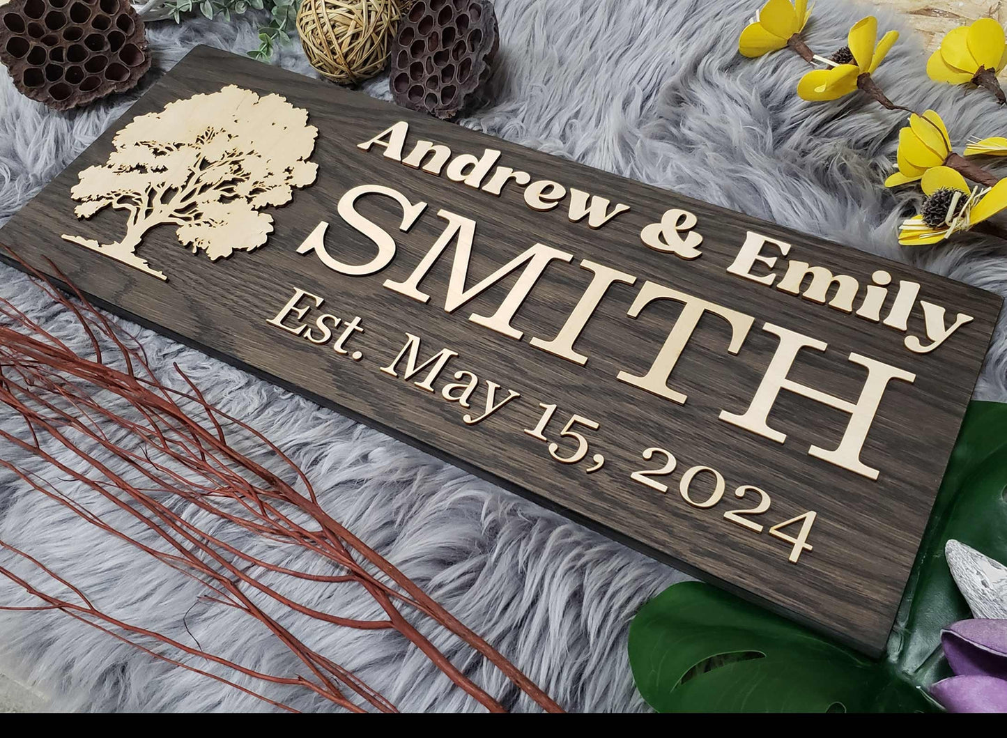 Rustic Personalized Last Name Farmhouse Sign | Wedding Gift for Couple | Unique Anniversary or Christmas Decor