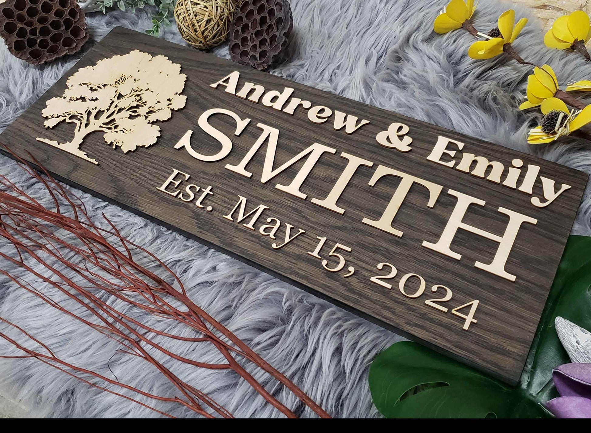 Rustic Personalized Last Name Farmhouse Sign | Wedding Gift for Couple | Unique Anniversary or Christmas Decor