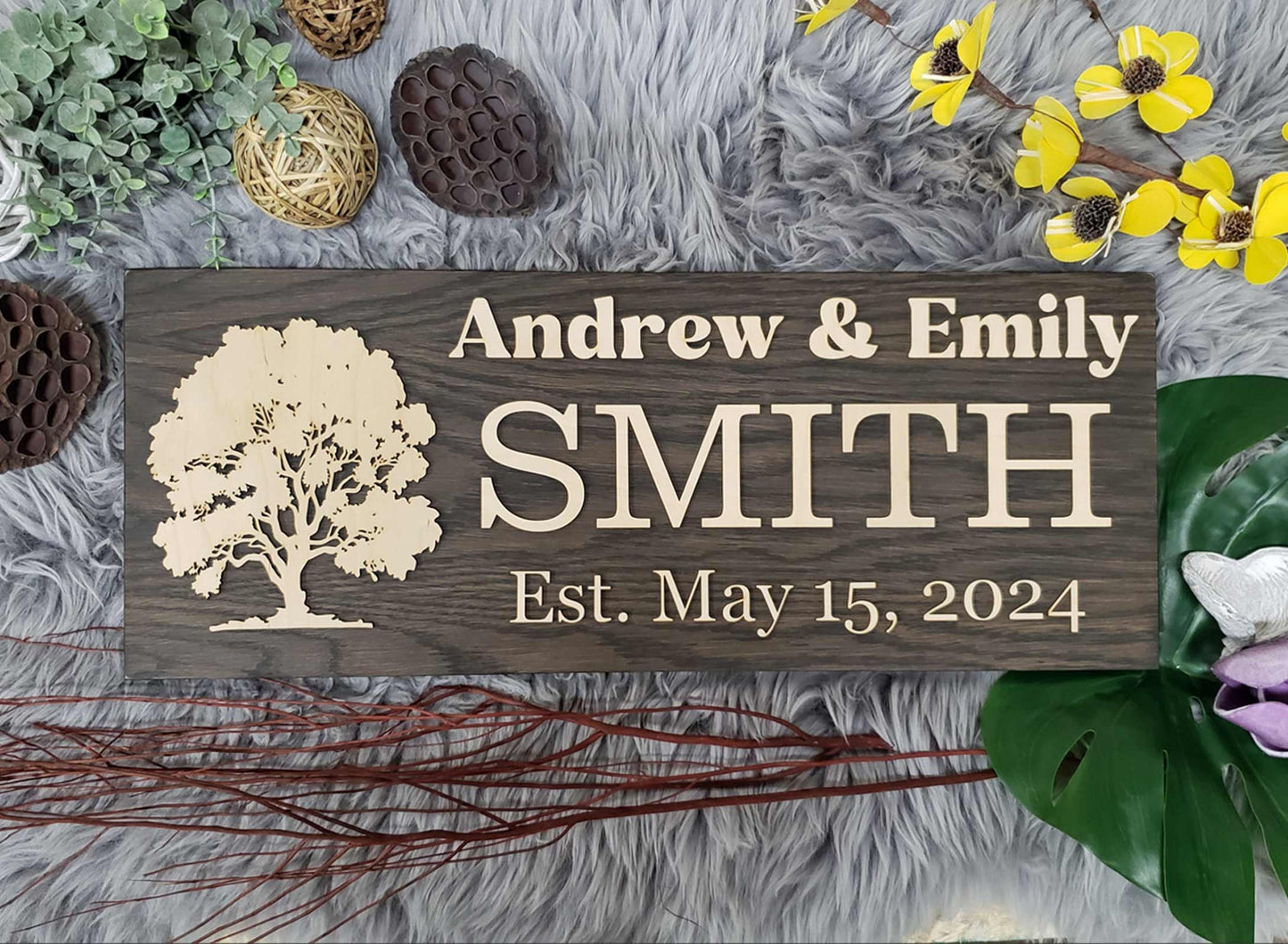 Rustic Personalized Last Name Farmhouse Sign | Wedding Gift for Couple | Unique Anniversary or Christmas Decor