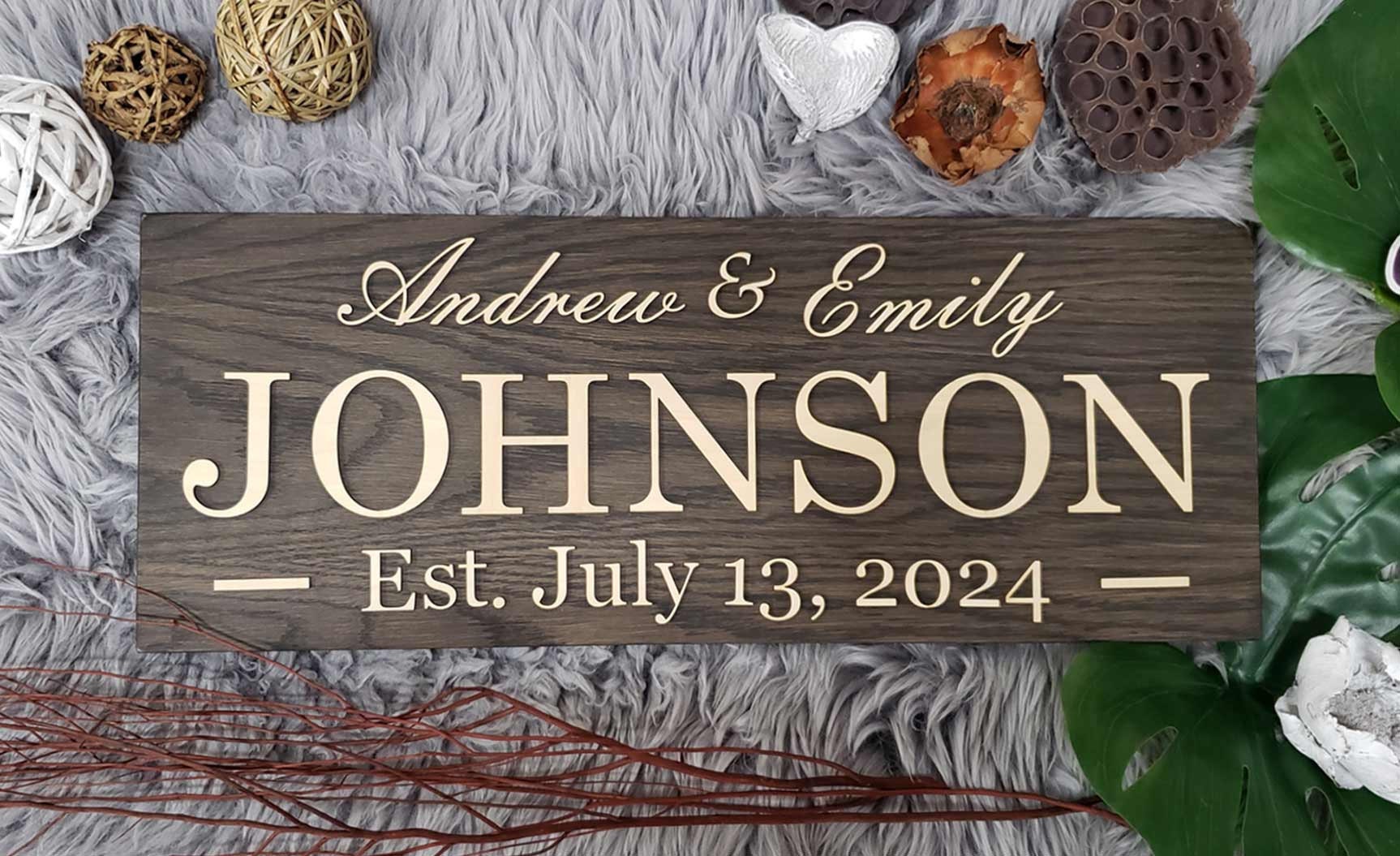 Rustic Personalized Last Name Farmhouse Sign | Wedding Gift for Couple | Unique Anniversary or Christmas Decor