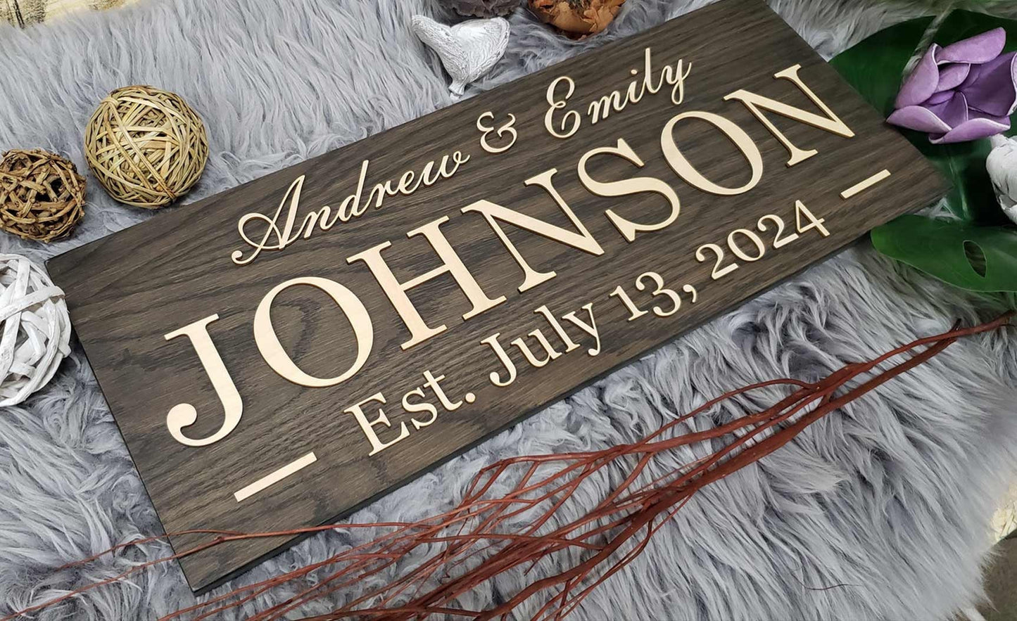Rustic Personalized Last Name Farmhouse Sign | Wedding Gift for Couple | Unique Anniversary or Christmas Decor