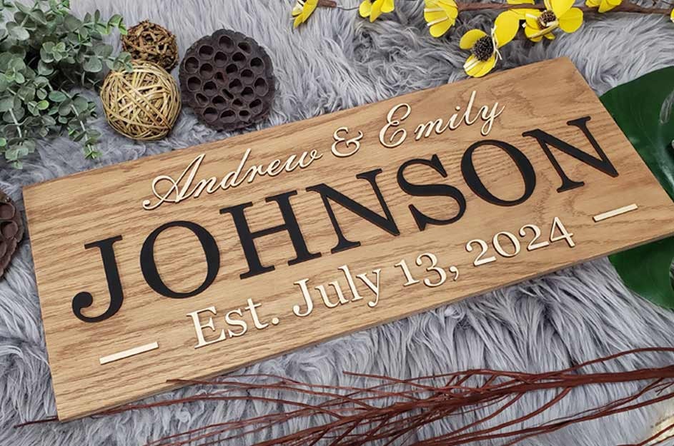 Rustic Personalized Last Name Farmhouse Sign | Wedding Gift for Couple | Unique Anniversary or Christmas Decor