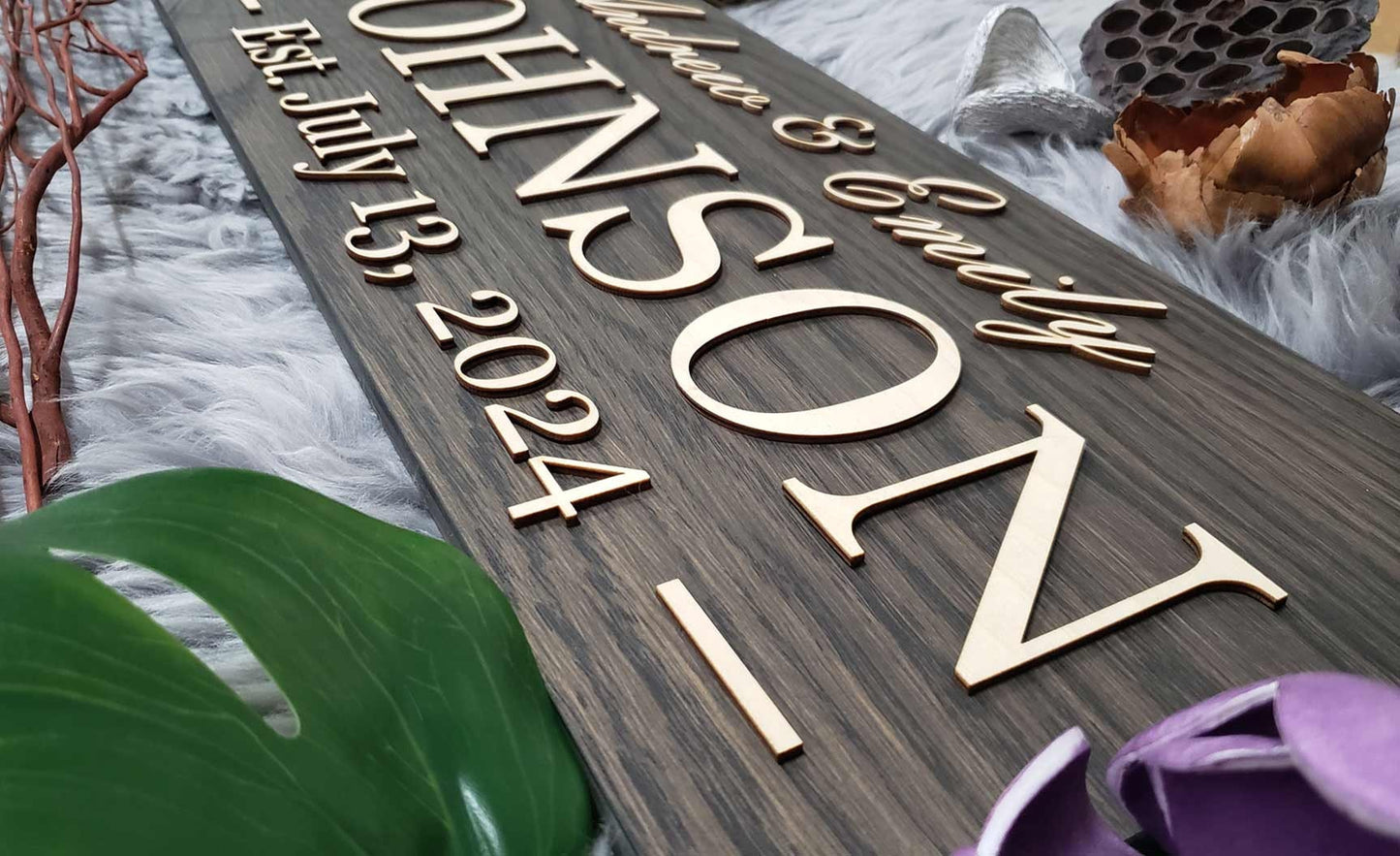 Rustic Personalized Last Name Farmhouse Sign | Wedding Gift for Couple | Unique Anniversary or Christmas Decor