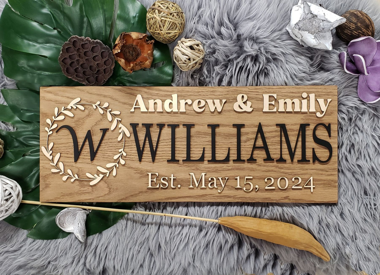 Rustic Personalized Last Name Farmhouse Sign | Wedding Gift for Couple | Unique Anniversary or Christmas Decor
