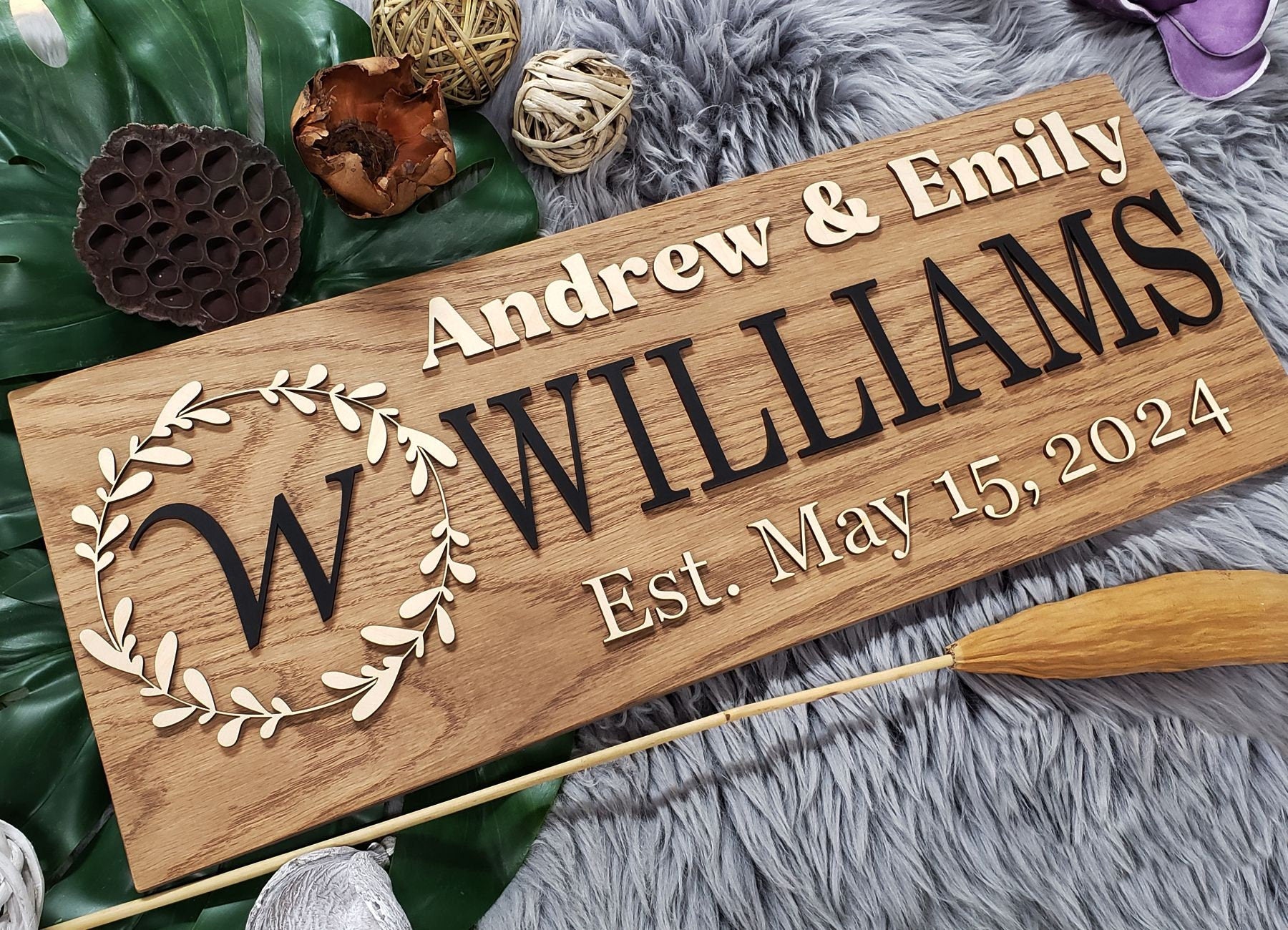 Rustic Personalized Last Name Farmhouse Sign | Wedding Gift for Couple | Unique Anniversary or Christmas Decor