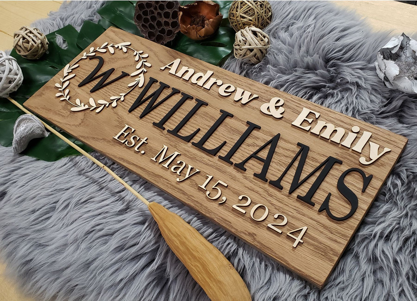Rustic Personalized Last Name Farmhouse Sign | Wedding Gift for Couple | Unique Anniversary or Christmas Decor