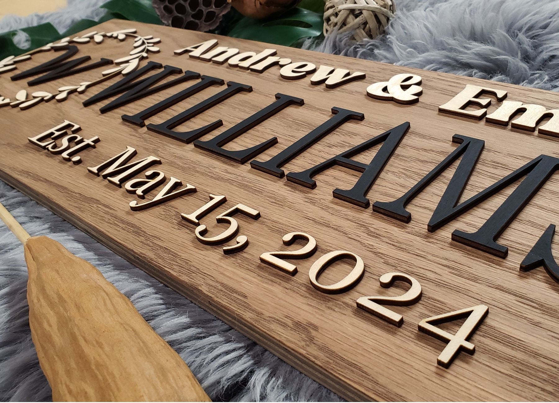 Rustic Personalized Last Name Farmhouse Sign | Wedding Gift for Couple | Unique Anniversary or Christmas Decor