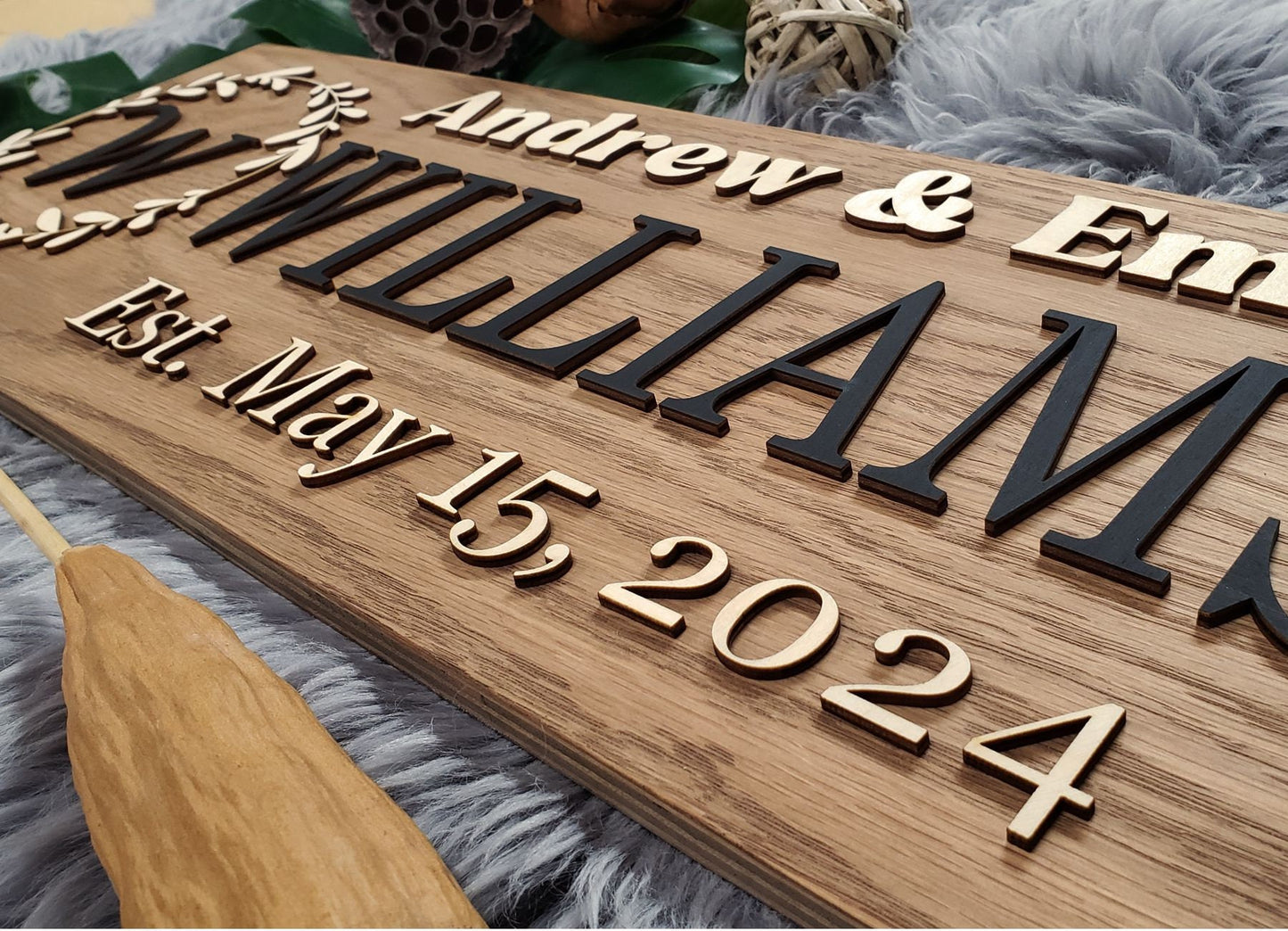 Rustic Personalized Last Name Farmhouse Sign | Wedding Gift for Couple | Unique Anniversary or Christmas Decor