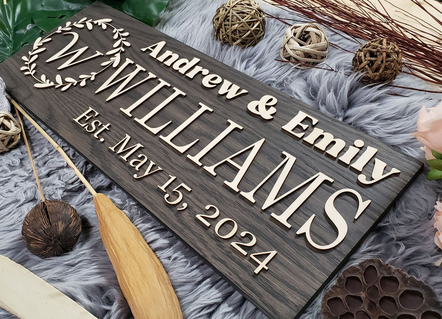 Rustic Personalized Last Name Farmhouse Sign | Wedding Gift for Couple | Unique Anniversary or Christmas Decor