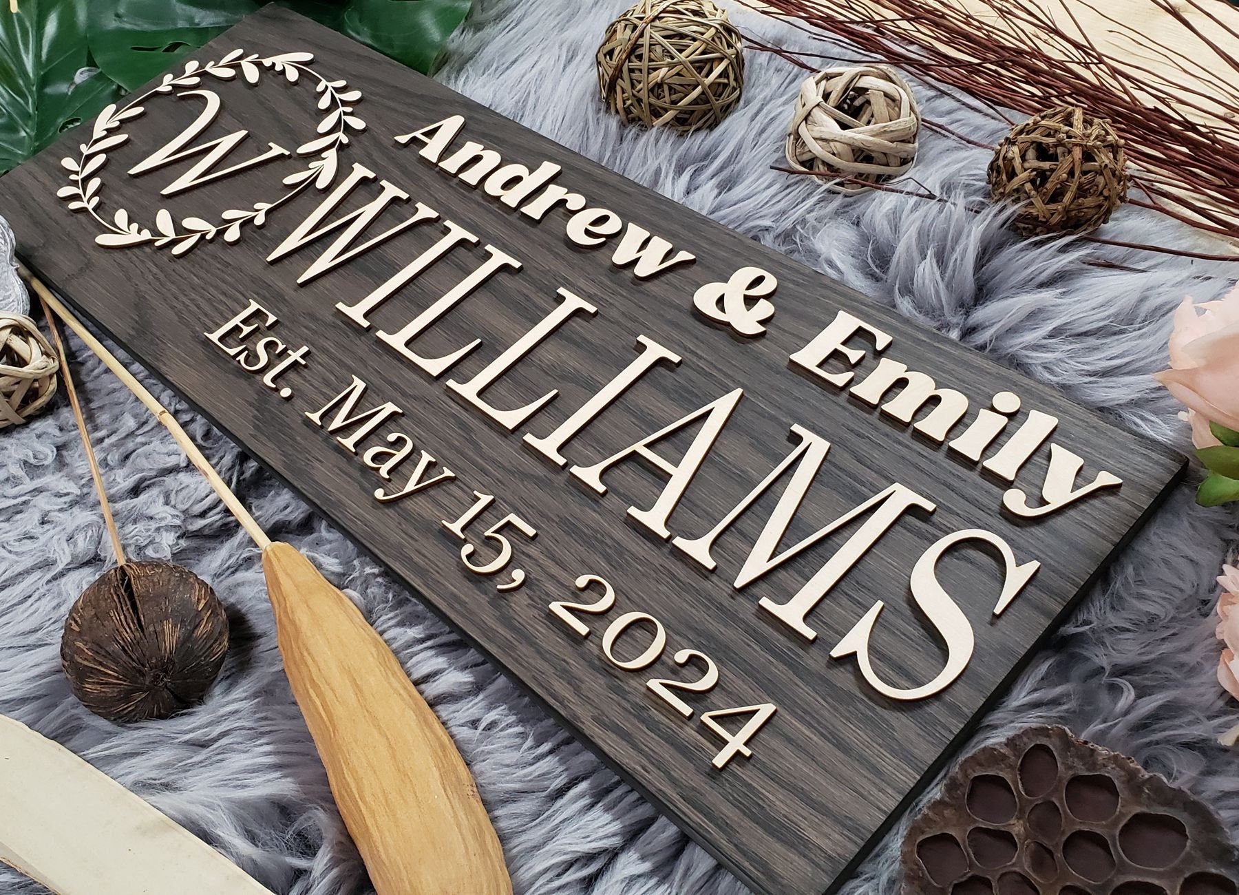 Rustic Personalized Last Name Farmhouse Sign | Wedding Gift for Couple | Unique Anniversary or Christmas Decor