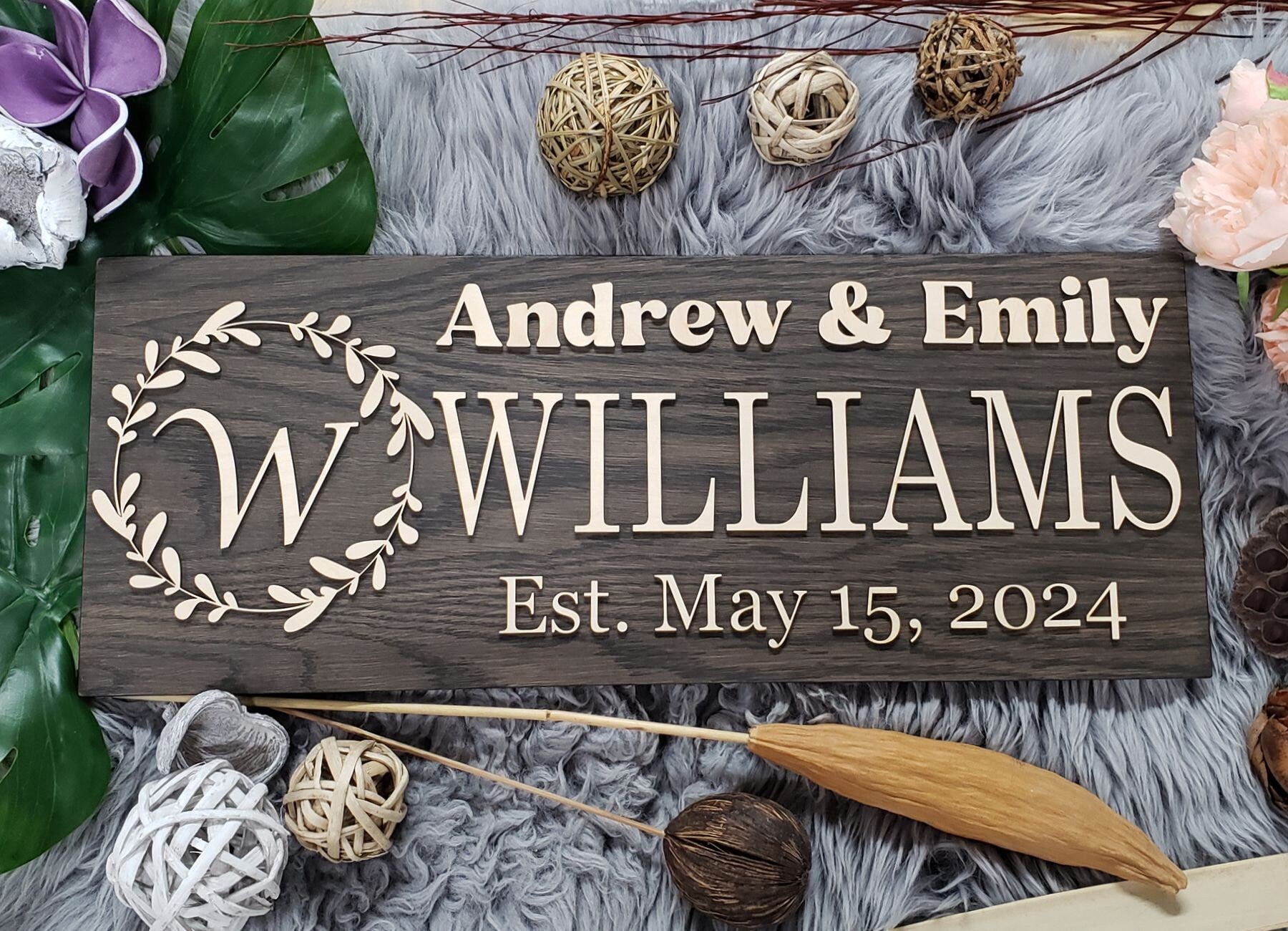 Rustic Personalized Last Name Farmhouse Sign | Wedding Gift for Couple | Unique Anniversary or Christmas Decor