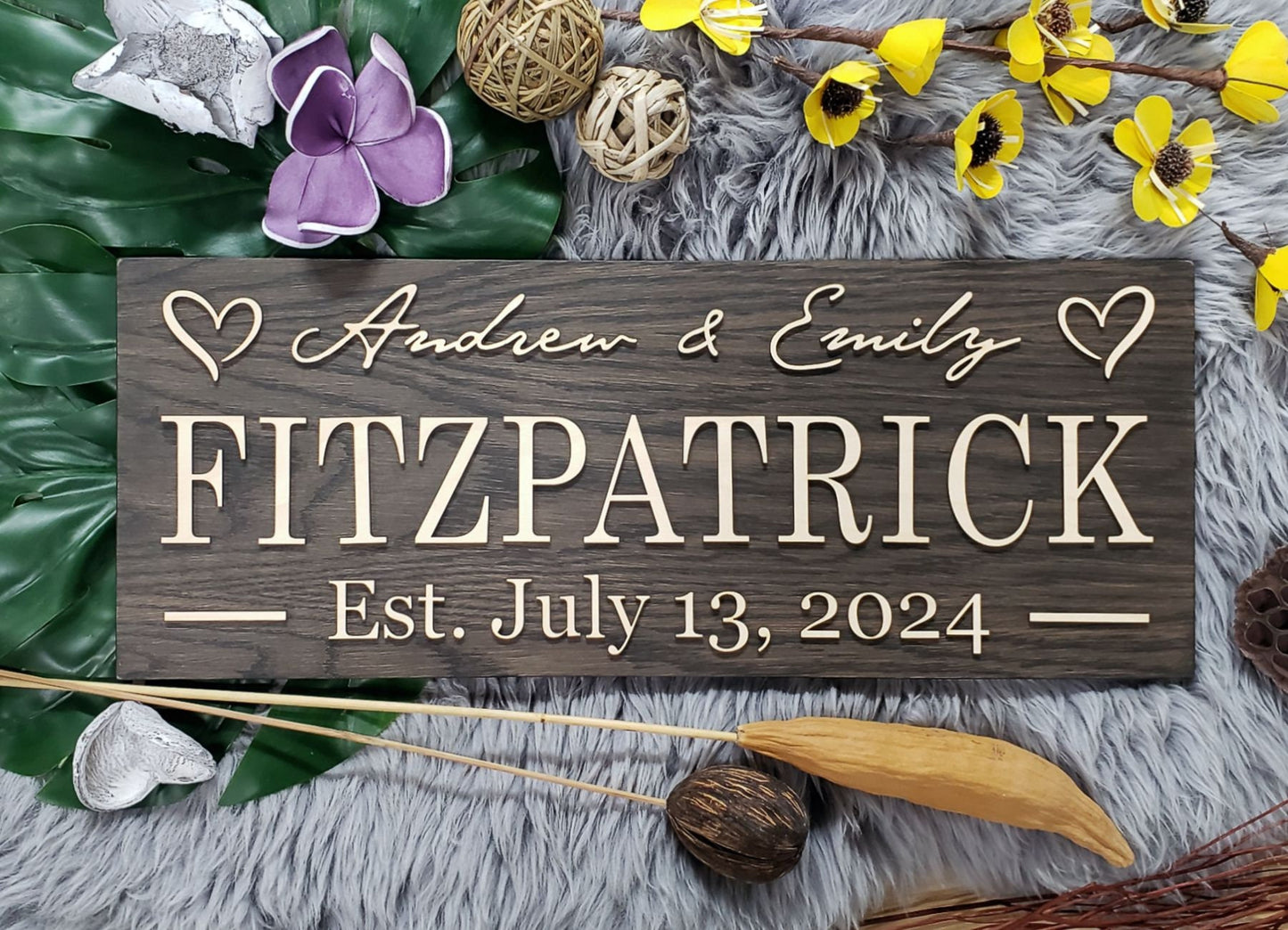 Rustic Personalized Last Name Farmhouse Sign | Wedding Gift for Couple | Unique Anniversary or Christmas Decor